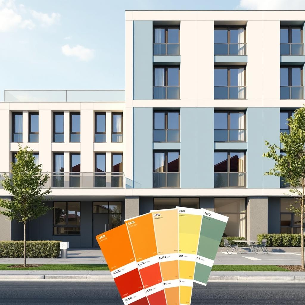 Fassadengestaltung mit NCS Farben für ein modernes Gebäude