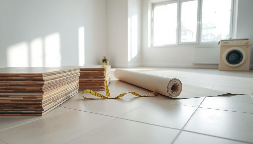 Unterlage für Laminat auf Fliesen vorbereiten Unterlage für Laminat auf Fliesen vorbereiten