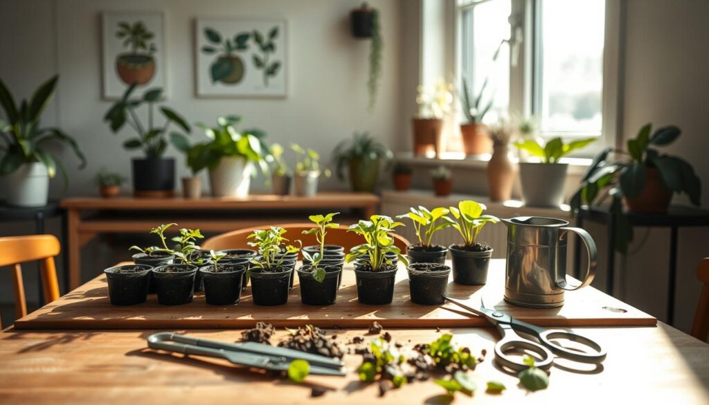 Glücksfeder Pflanzenableger vorbereiten Glücksfeder Pflanzenableger vorbereiten