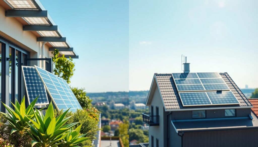 Photovoltaik Vergleich Balkonkraftwerk und Dach-PV Photovoltaik Vergleich Balkonkraftwerk und Dach-PV