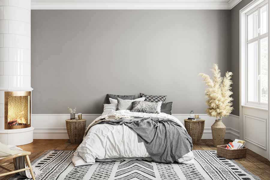 schlafzimmer-graue-wand