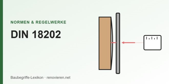 Illustration: Richtlatte an einer Wand zur Prüfung der Ebenheit
