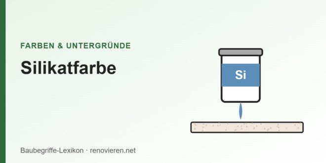 Illustration: Farbeimer mit Silikatfarbe vor einer mineralischen Wand